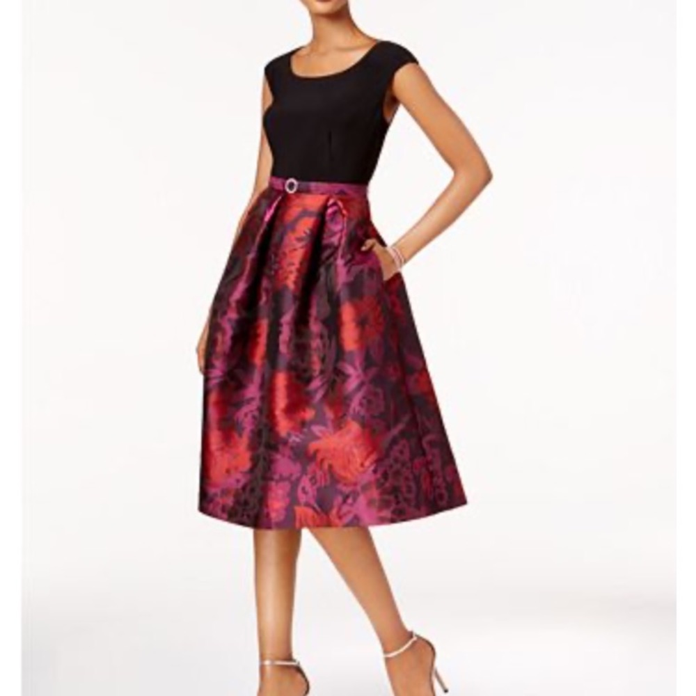 Floral Brocade Fit & Flare Dress